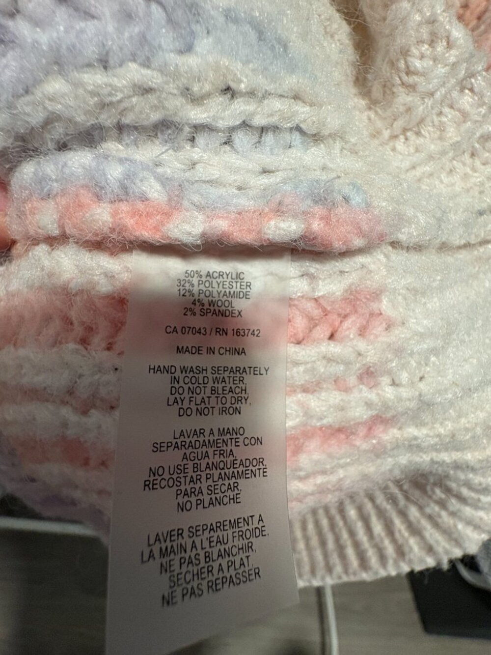 Sioni Pastel Rainbow Striped Ribbed Chunky Knit Cardigan Sweater XL - Picture 4 of 4